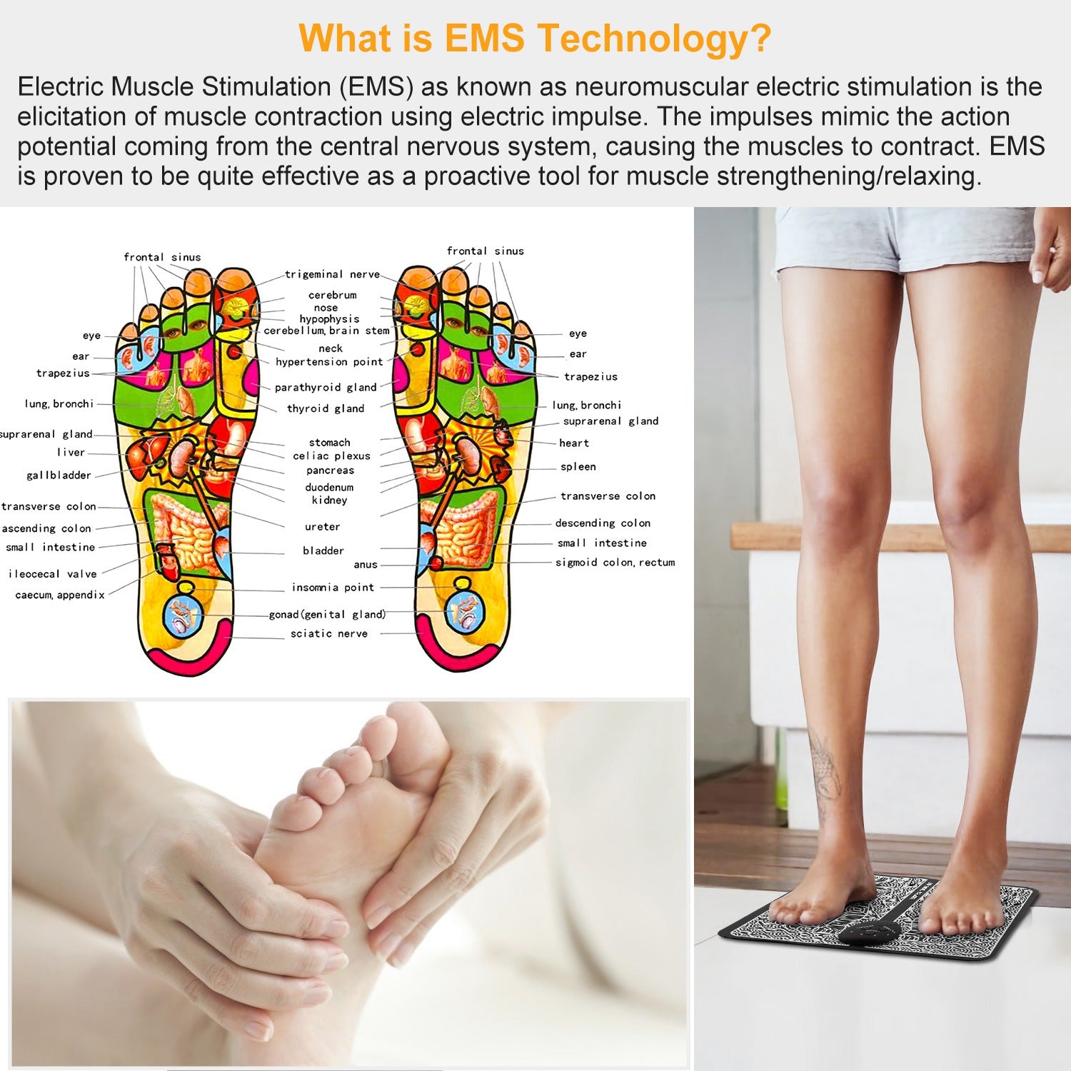 EMS Foot Massage Pad for Mothers Day Gift – Electric Muscle Stimulator for Feet & Legs, Rechargeable Body Massager for Pain Relief & Circulation Improvement