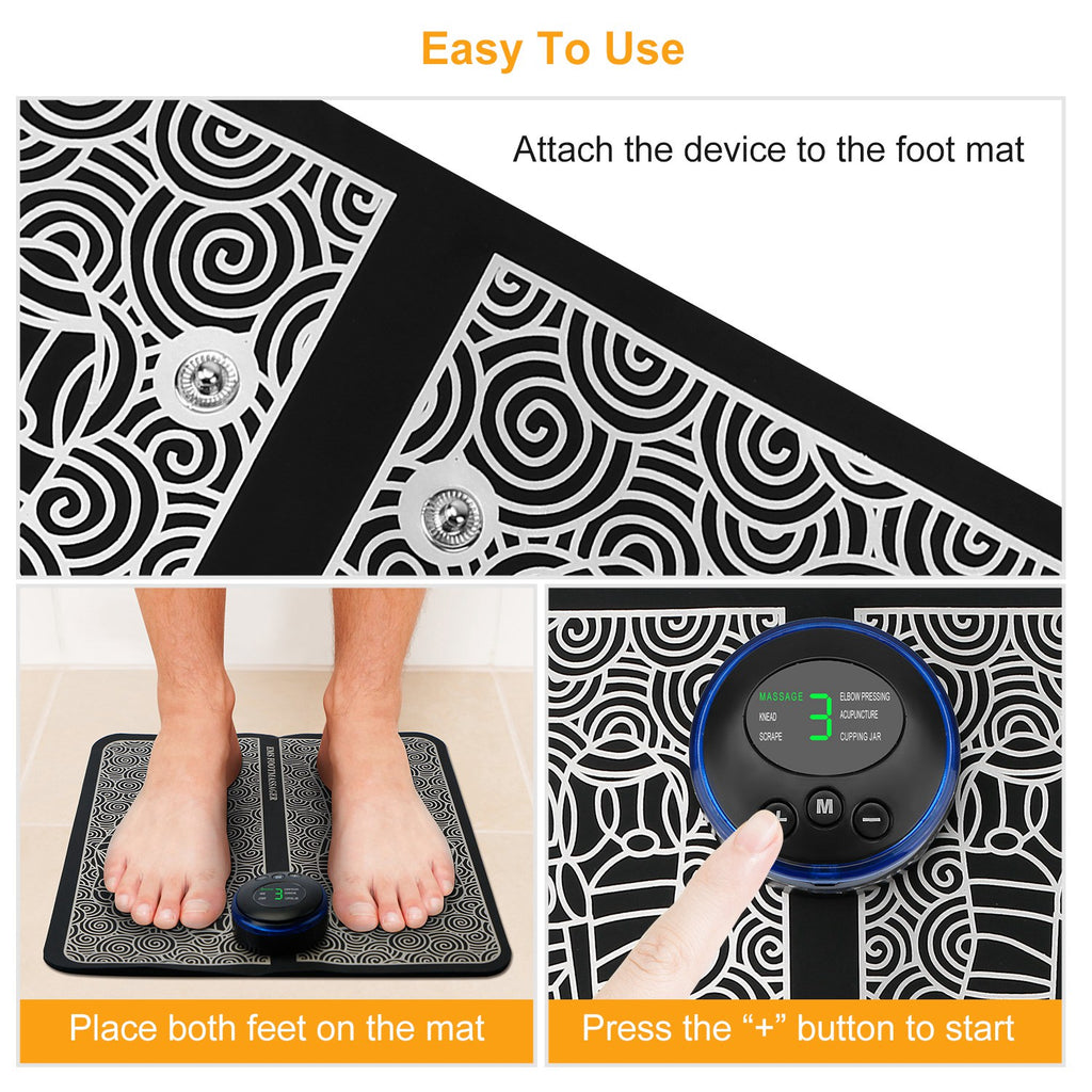 EMS Foot Massage Pad for Mothers Day Gift – Electric Muscle Stimulator for Feet & Legs, Rechargeable Body Massager for Pain Relief & Circulation Improvement