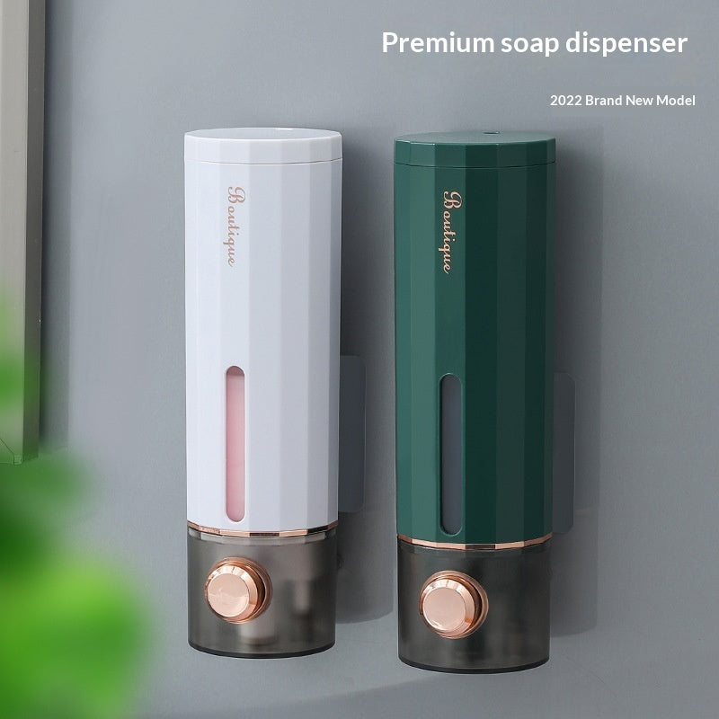 Punch-Free Wall Mounted Soap Dispenser for Home Bathrooms | Refillable Shampoo & Liquid Soap Holder | Space-Saving Bathroom Organizer | Easy Installation No Drill Needed