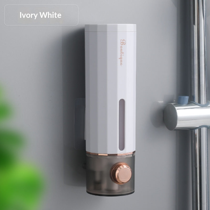 Punch-Free Wall Mounted Soap Dispenser for Home Bathrooms | Refillable Shampoo & Liquid Soap Holder | Space-Saving Bathroom Organizer | Easy Installation No Drill Needed