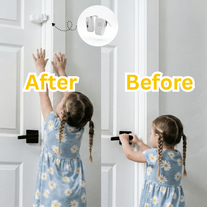 Baby Proof Door Lock: Snap-On Safety Lock for Knobs & Levers | No Drill or Adhesive Required