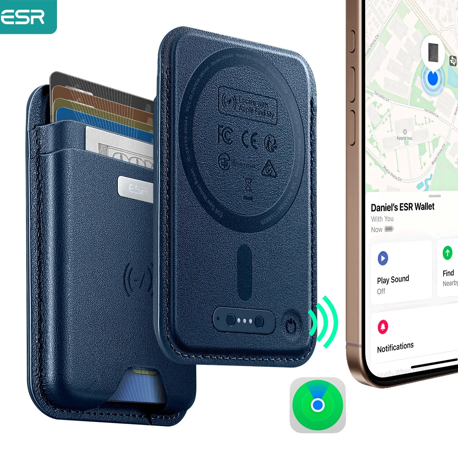 ESR MagSafe Wallet with Find My Support – Strong Magnetic 5-Card Holder for iPhone 12/ 13/ 14/ 15/ 16/ 17 Series