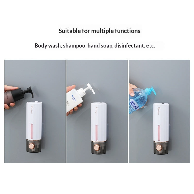 Punch-Free Wall Mounted Soap Dispenser for Home Bathrooms | Refillable Shampoo & Liquid Soap Holder | Space-Saving Bathroom Organizer | Easy Installation No Drill Needed