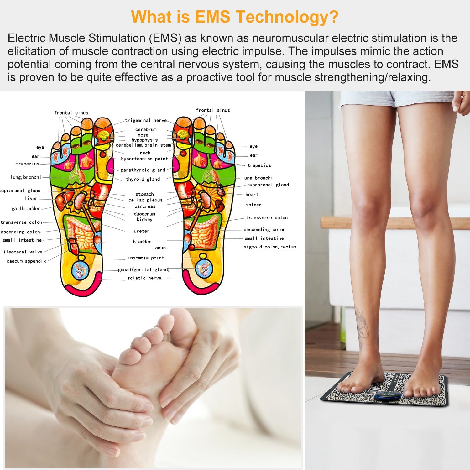 EMS Foot Massage Pad for Mothers Day Gift – Electric Muscle Stimulator for Feet & Legs, Rechargeable Body Massager for Pain Relief & Circulation Improvement